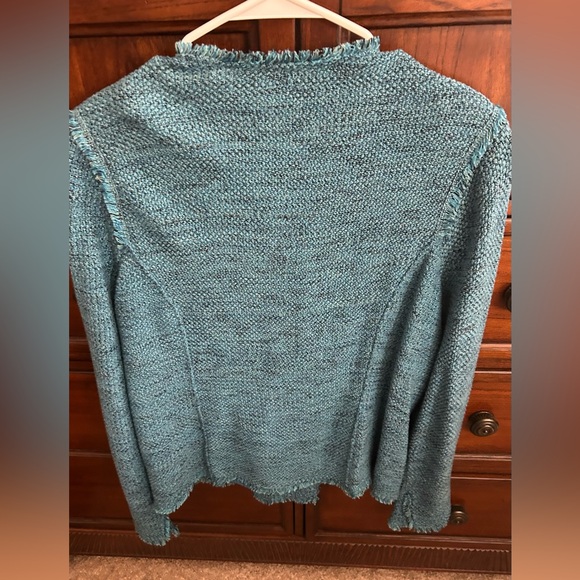 Worn Once NIC+ZOE Deserve It Fringe Detail Teal Bouclé Jacket - Picture 8 of 15